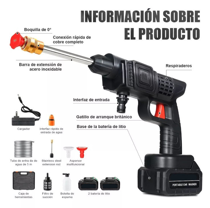 Pistola Lavadora Portátil 💦(Super Potente💪) 2 baterias🔋48W⚡